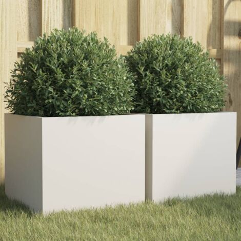 Jardinières 2 pcs blanc 32x30x29 acier laminé à froid