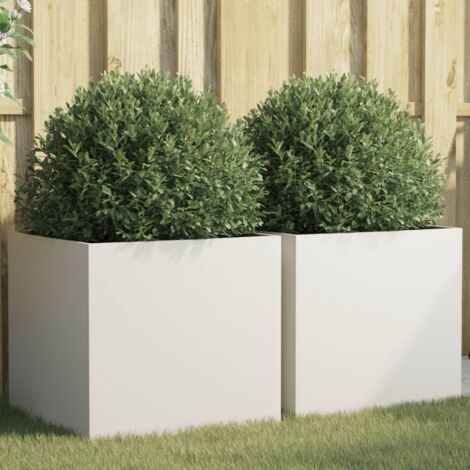 Jardinières 2 pcs blanc 49x47x46 acier laminé à froid