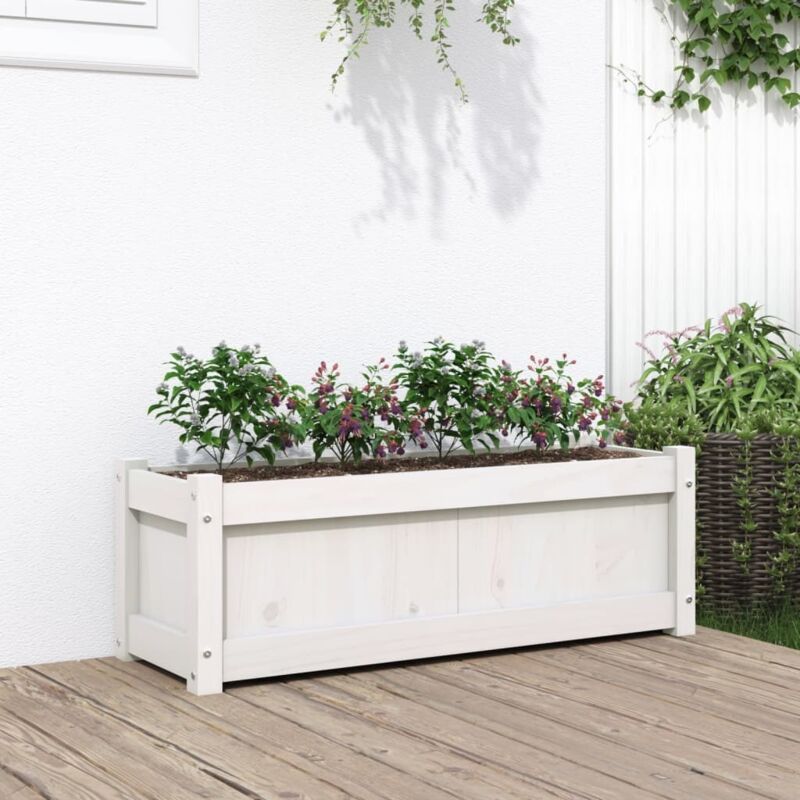 Jardinière blanc 90x31x31 cm bois massif de pin vidaXL