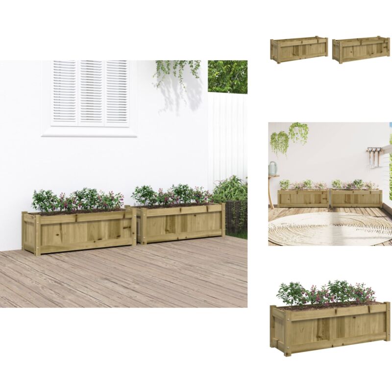 Jardinières 2 pcs bois de pin imprégné - Jardinières En Bois - Jardinière Extérieure - Pot De Fleurs Extérieur - Déco Jardin - Bac à Fleurs