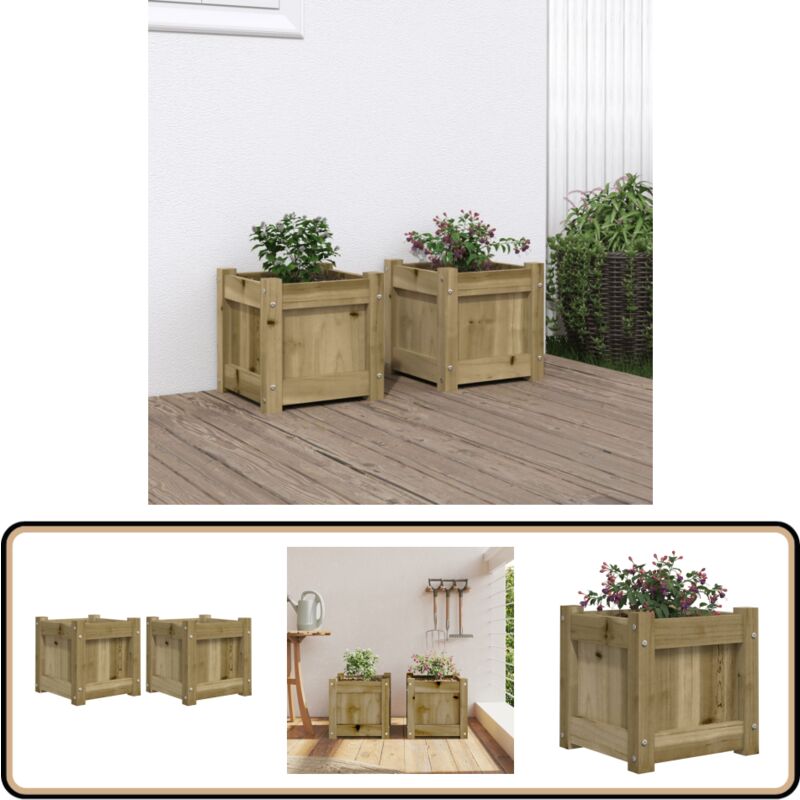 Vidaxl - Jardinières 2 pcs bois de pin imprégné - Jardinières En Bois - Jardinière Extérieure - Pot De Fleurs Extérieur - Déco Jardin - Décoration