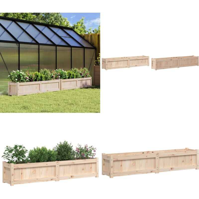 Jardinières 2 pcs bois de pin massif - Jardiniere Bois - Jardinerie - Pots De Fleurs Exterieur - Decoration Jardin - Balcon - Home & Living