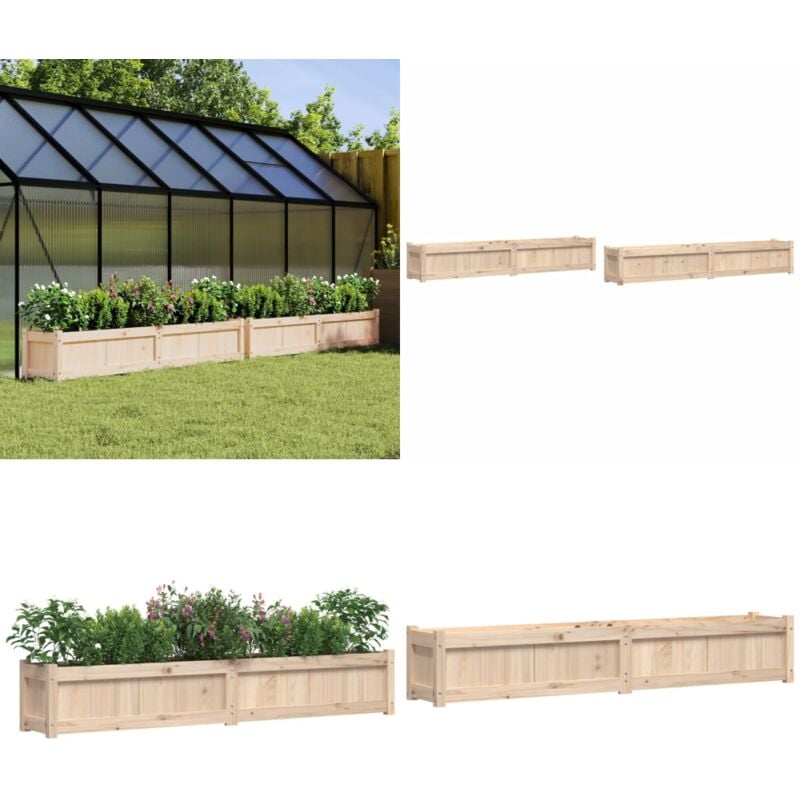 Jardinières 2 pcs bois de pin massif - Jardiniere Bois - Jardinerie - Pots Exterieurs - Decoration Jardin - Balcon - Home & Living
