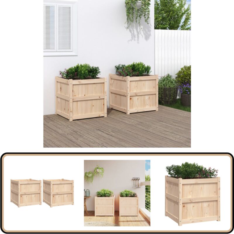Vidaxl - Jardinières 2 pcs bois de pin massif - Jardinières En Bois - Jardinière Extérieure - Pot De Fleurs Extérieur - Déco Jardin - Bac à Fleurs