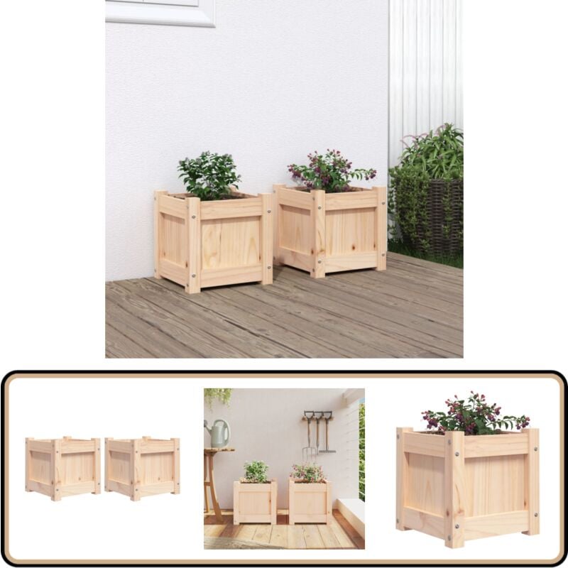 Jardinières 2 pcs bois de pin massif - Jardinières En Bois - Jardinière Extérieure - Pots De Fleurs - Déco Jardin - Balcon