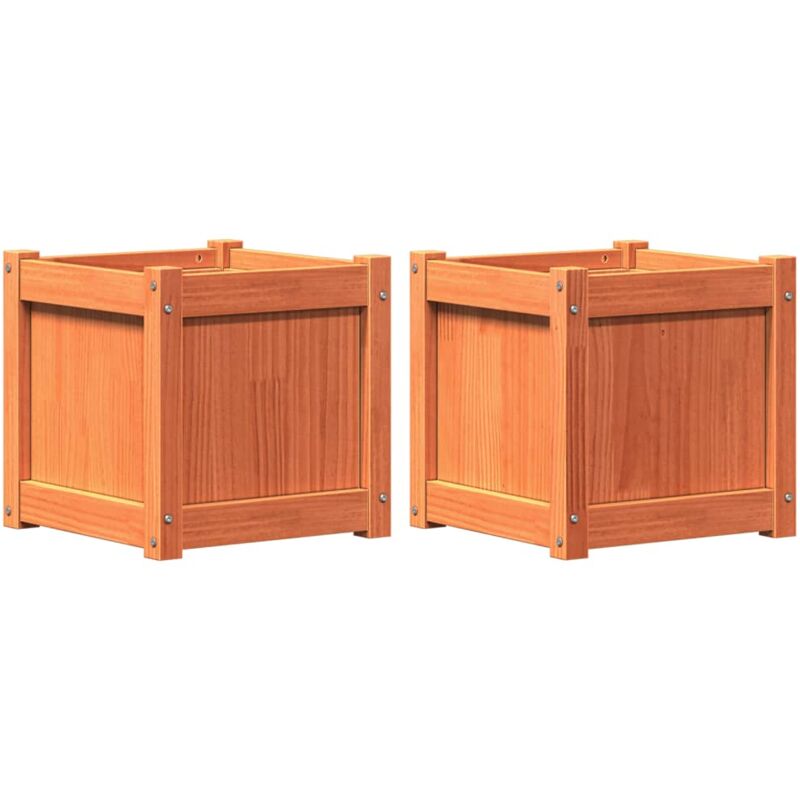 Vidaxl - Jardinières 2 pcs cire marron bois de pin massif
