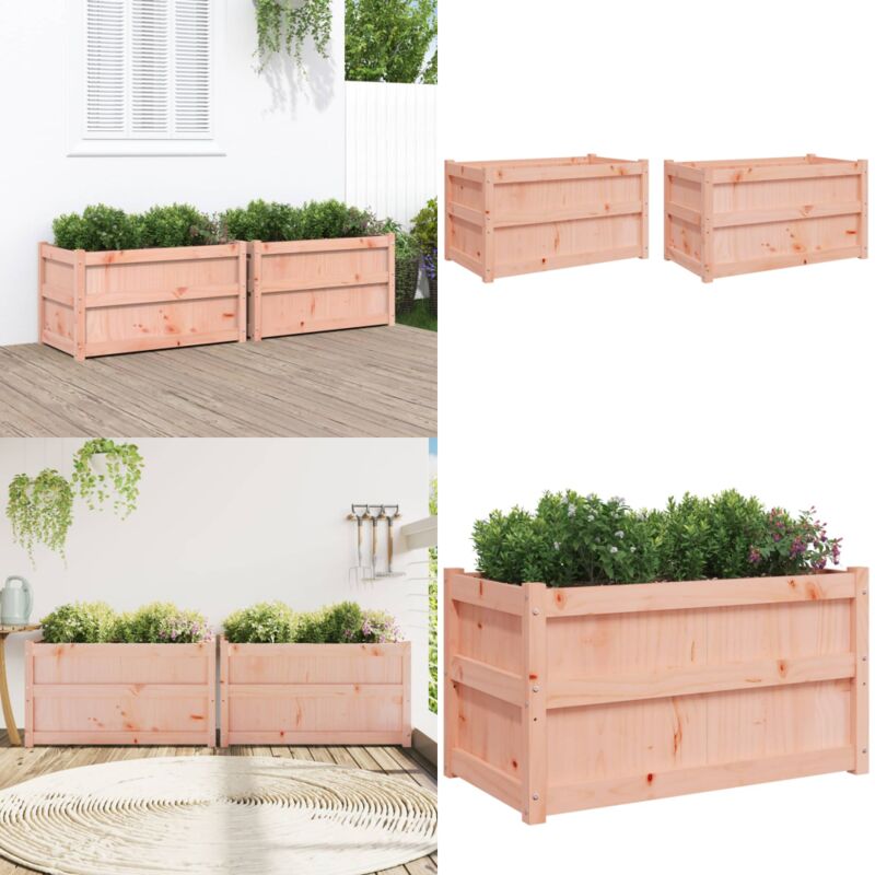 Vidaxl - Jardinières 2 pcs bois massif douglas - Jardinières En Bois - Pots De Fleurs Exterieur - Bacs à Fleurs - Decoration Jardin - Bois Douglas