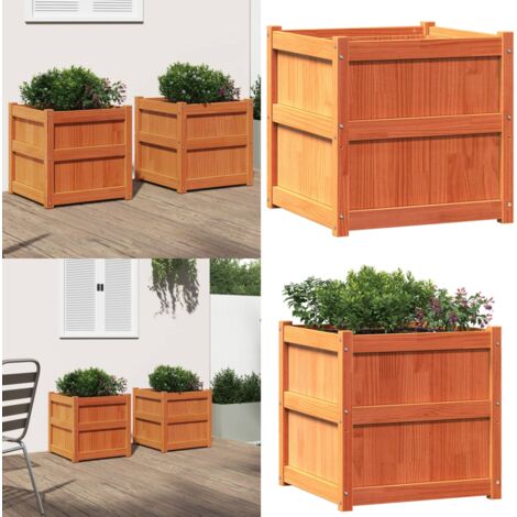 Jardinière Bois Pin Massif VidaXL 40x40x70 Cm - Bac à Fleurs Extérieur Surélevé Pour Jardin, Balcon Et Terrasse