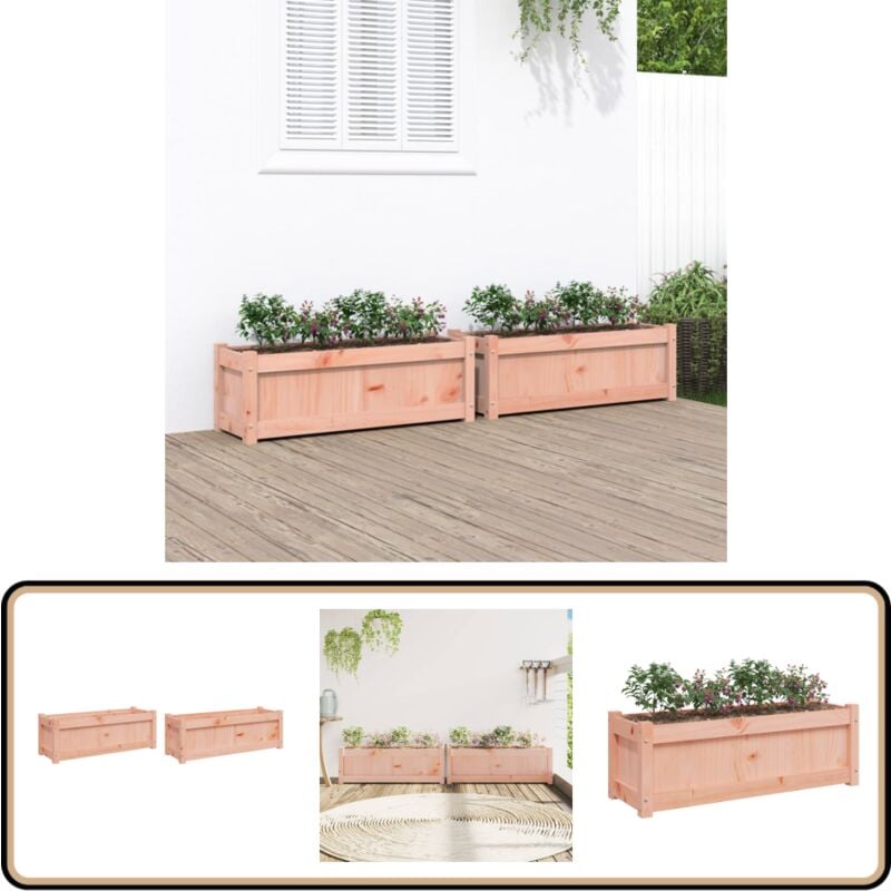 Jardinières 2 pcs cm bois massif douglas - Jardinières En Bois - Pots De Fleurs Exterieurs - Jardinerie - Décoration Extérieur - Balcon