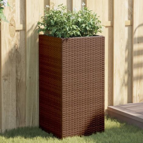 Jardinières 2 pcs-Lot de 2 Pot de fleur-Bac à fleurs marron 40x40x80 cm résine tressée