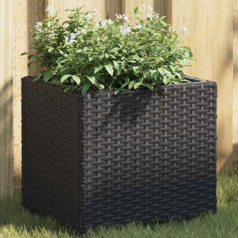 Jardinières 2 pcs-Lot de 2 Pot de fleur-Bac à fleurs noir 36x30x32 cm résine tressée