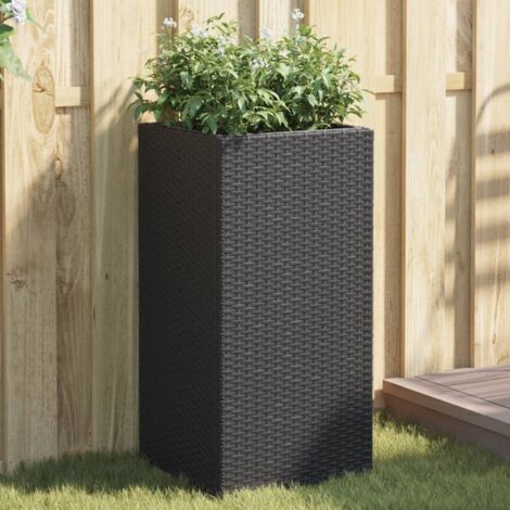Jardinières 2 pcs-Lot de 2 Pot de fleur-Bac à fleurs noir 40x40x80 cm résine tressée