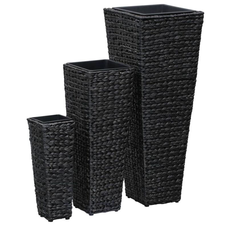 Vidaxl - Lits surélevés 3 pcs Jacinthe d'eau Noir