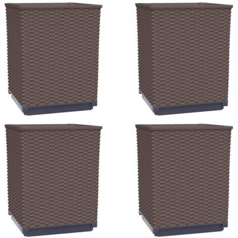 Jardinières 4 pcs  Bac à fleurs marron 30x30x37 cm polypropylène