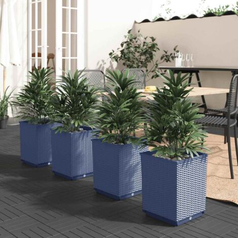 Jardinières 4 pcs-Lot de 4 Pot de fleur-Bac à fleurs bleu gris 30x30x37 cm polypropylène