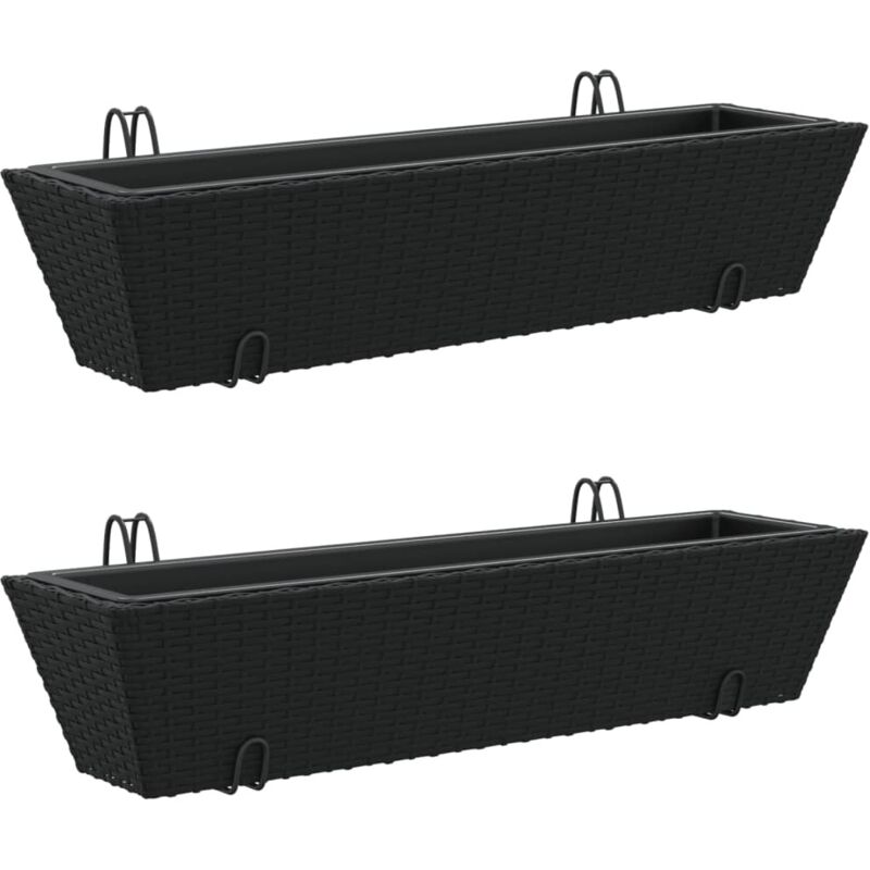 Jardinières avec crochets 2 pcs noir résine tressée vidaXL