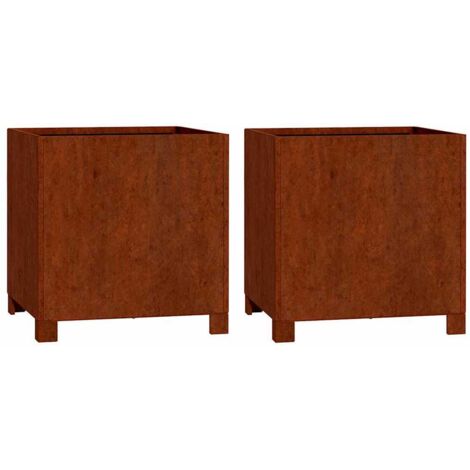 Jardinières avec pieds 2 pcs  Bac à fleurs Rouillé 40x40x40 cm Acier corten