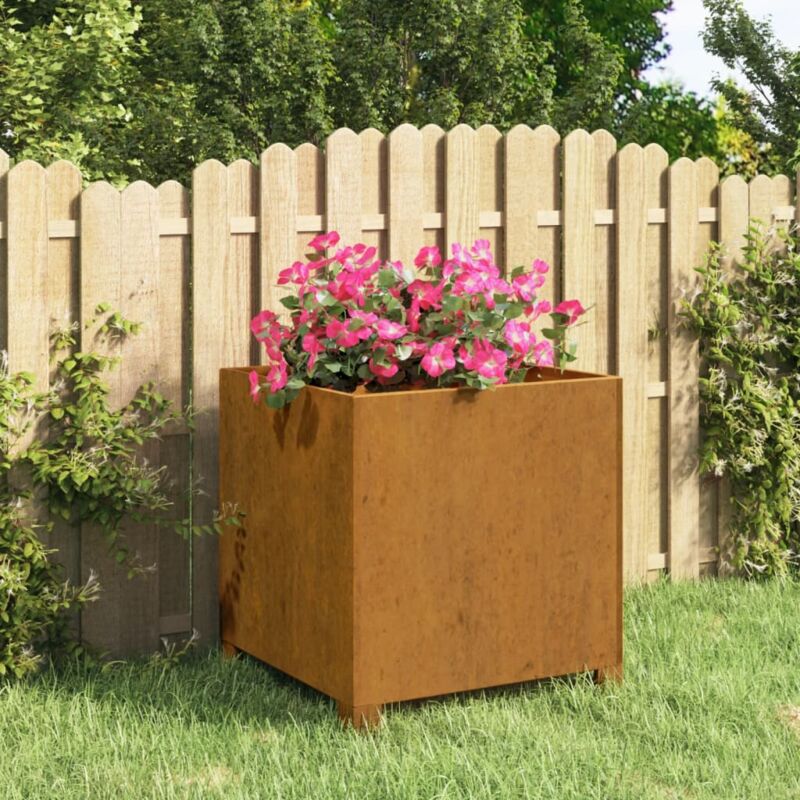 Jardinière, Bac à fleurs, pot de fleurs avec pieds Rouillé 42x40x43 cm Acier corten CON8774 design in