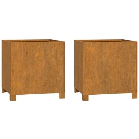 Jardinières avec pieds 2 pcs, Pots de Fleurs d'extérieur, Gris 42x40x43 cm Acier corten OIB7274E