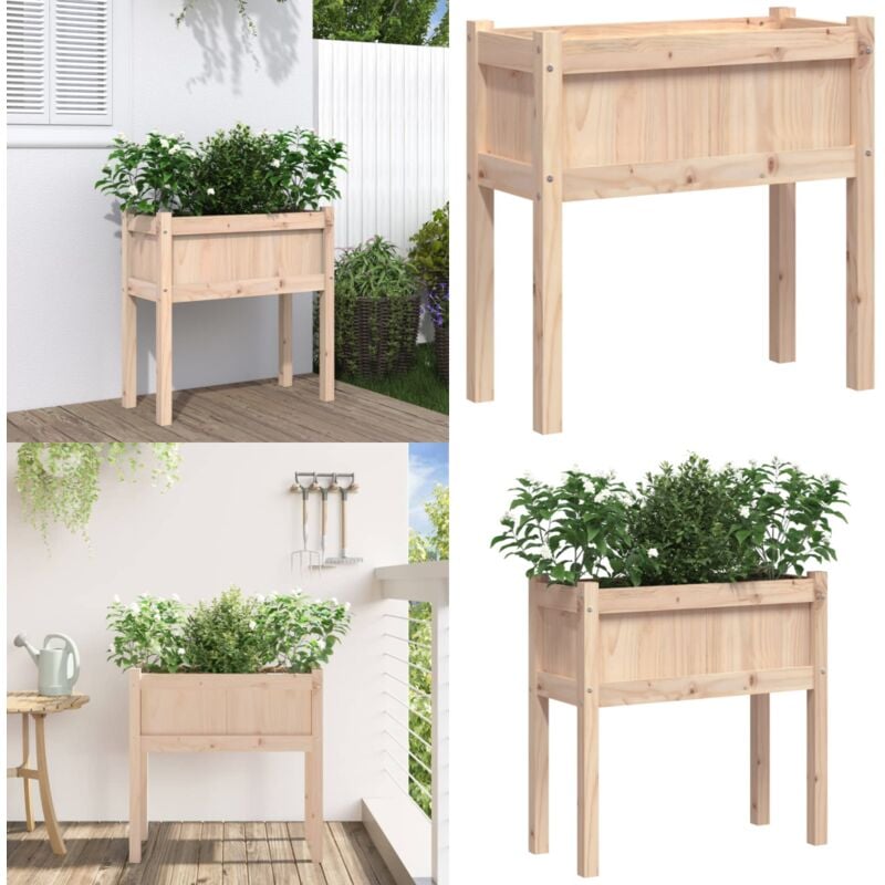 Jardinières avec pieds 70x31x70 cm bois de pin massif - Jardinière En Bois - Pot De Fleurs Extérieur - Jardinière Patio - Décoration Jardin - Planter