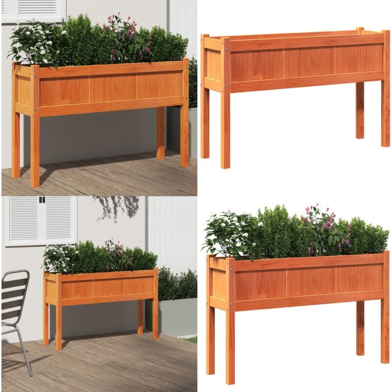 Jardinières avec pieds et pieds 110x31x70 cm bois de pin massif - Jardinière En Bois - Pot De Fleurs Extérieur - Jardinière Patio - Décoration Jardin