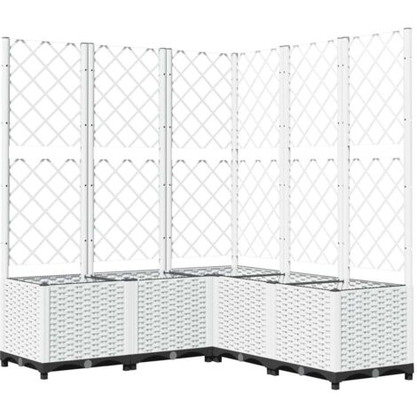 Jardinières avec treillis, Pots de Fleurs d'extérieur, Blanc 120x120x136 cm PP OIB3295E