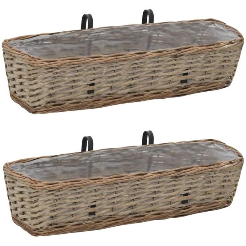 Vidaxl - Jardinière de balcon 2 pcs Osier avec doublure en pe 60 cm