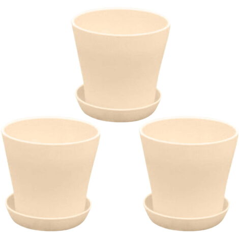 Jardinières décoratives en plastique (blanches), jardinières de 5,5 pouces, lot de 3 pots en PP avec trous de drainage et plateaux, adaptés aux plantes et fleurs d'intérieur.