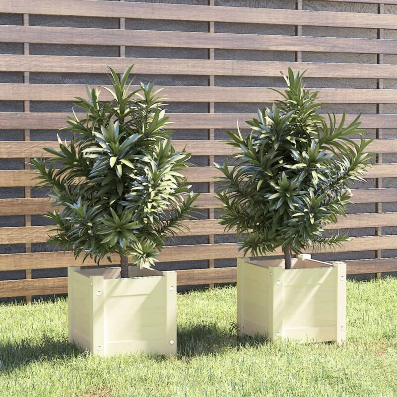 Vidaxl - Jardinières 2 pcs Blanc 31x31x31 cm Bois de pin massif