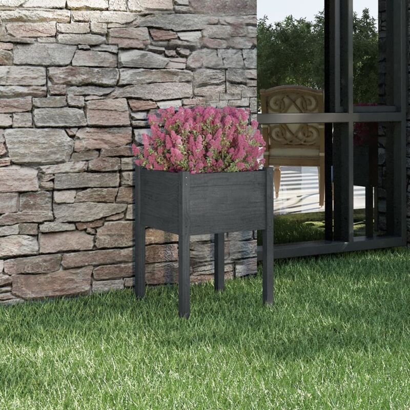 Vidaxl - Jardinière Gris 50x50x70 cm Bois de pin massif