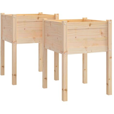 Jardinières d'extérieur 2 pcs  Bac à fleurs 50x50x70 cm bois de pin massif