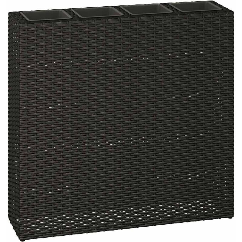 Vidaxl - Lit surélevé de jardin avec 4 pots Résine tressée Noir
