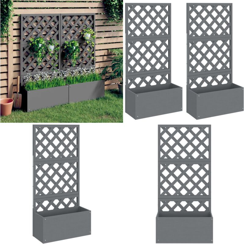 Jardinières en treillis 2 pcs Gris 65x33x135 cm wpc - Jardinière En Treillis - Pots De Fleurs - Bac à Plantes - Décoration Jardin - Plante Grimpante