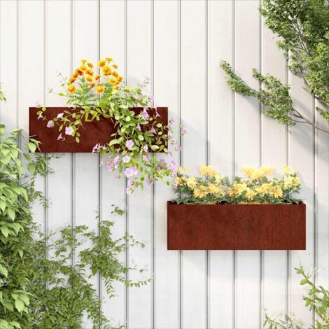 Jardinières murales 2 pcs  Bac à fleurs  Pot de fleurs Rouillé Acier corten 53x10x17 cm BVDXN928191