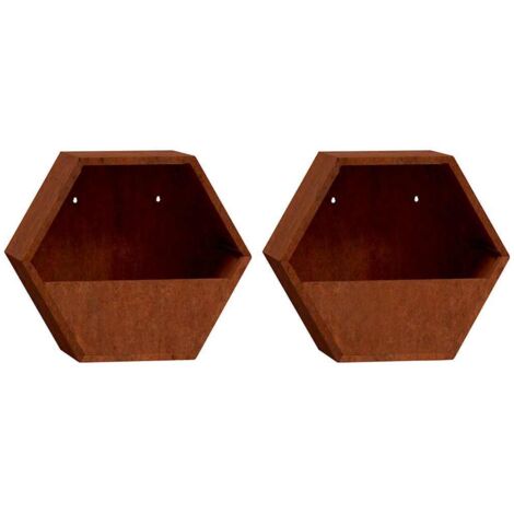 Jardinières murales 2 pcs  Bac à fleurs Rouillé Acier corten 30x10x25 cm