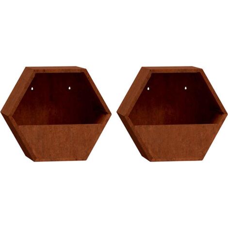 Jardinières murales 2 pcs  Bac à fleurs Rouillé Acier corten 46x10x40 cm