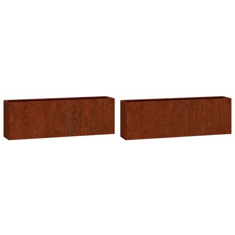 Jardinières murales 2 pcs  Bac à fleurs Rouillé Acier corten 53x10x17 cm