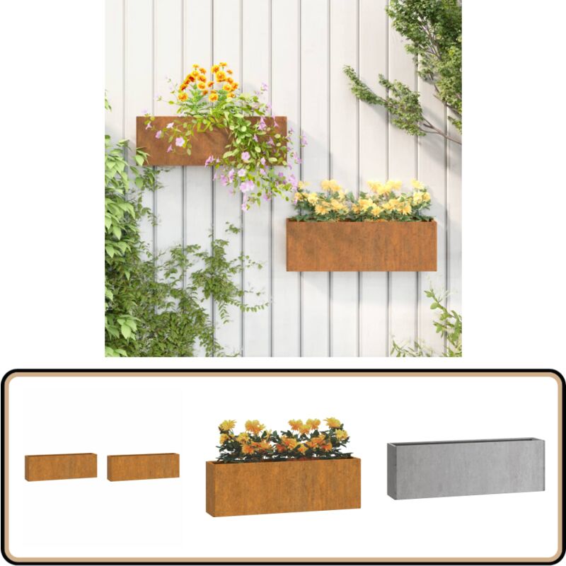 Jardinières murales 2 pcs Rouillé Acier corten 53x10x17 cm - Jardiniere Murale - Jardinerie - Pot De Fleurs Extérieur - Acier Corten - Decoration