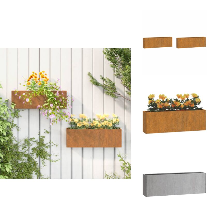 Jardinières murales 2 pcs Rouillé Acier corten 53x10x17 cm - Jardiniere Murale - Jardinerie - Pot De Fleurs Extérieur - Acier Corten - Decoration