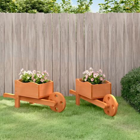 Jardinières-Pot de fleur brouette 2 pcs 47x15x19 cm bois de sapin massif