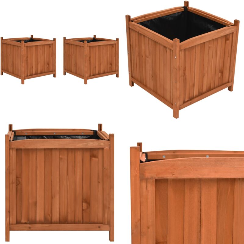 Jardinières surélevées 2 pcs 50x50x50 cm Bois de sapin - Jardiniere Surélevée - Pot De Fleurs Extérieur - Bac Plante - Bois De Sapin - Décoration