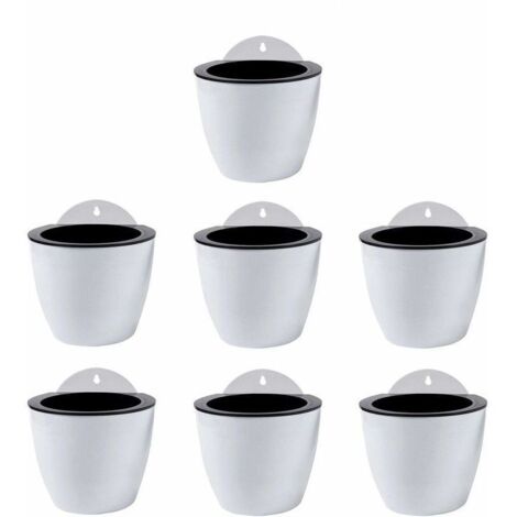 Jardinières Suspendues à Arrosage Automatique Lot de 7  Deco Mural  Pot de Fleur Interieur, Exterieur  Decoration Murale Fenêtre  Blanc Plastique