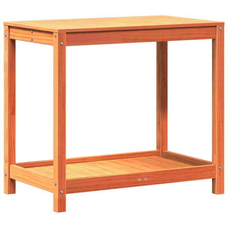 Jardinière，Table de rempotage avec étagère cire marron bois massif de pin CFW14357
