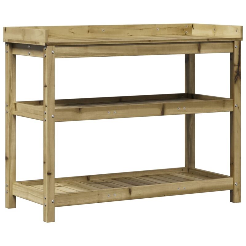 Jardinière，Table de rempotage avec étagères 108x45x86,5 cm bois massif pin CFW85169