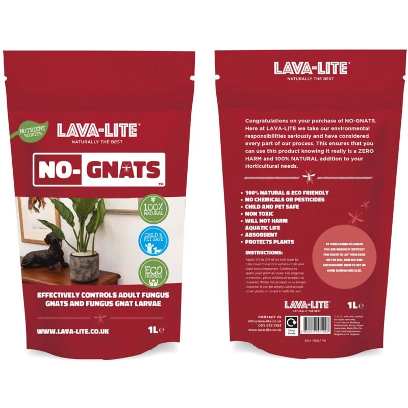 Jardinion lutte contre les sciarides, granulés de lave, 100% naturel, granulés végétaux contre les petites mouches dans le terreau - 1 litre