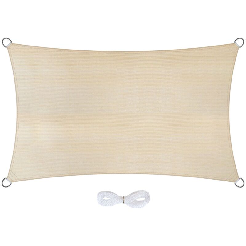 Voile d'ombrage rectangulaire - 2 x 5m, Beige - Jardinion