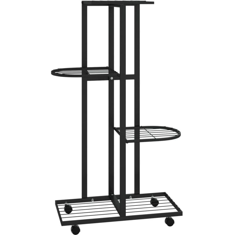 Vidaxl - Jardinière à 4 niveaux avec roues 44x23x80 cm Noir Fer
