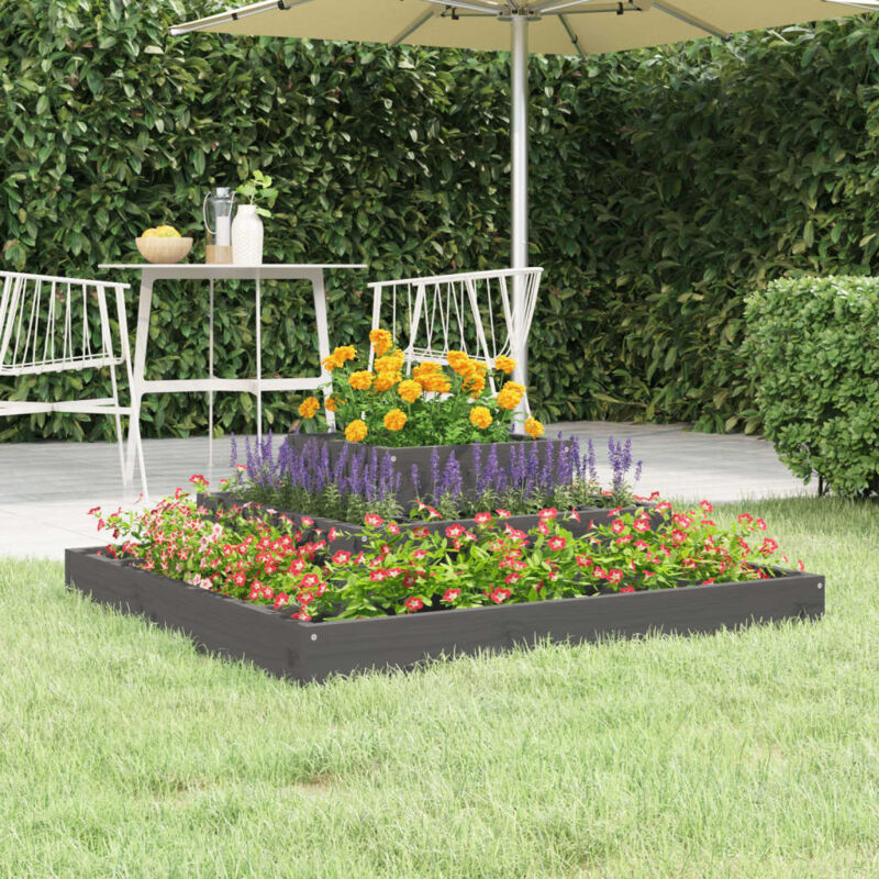 Vidaxl - Jardinière Gris 80x80x27 cm Bois massif de pin
