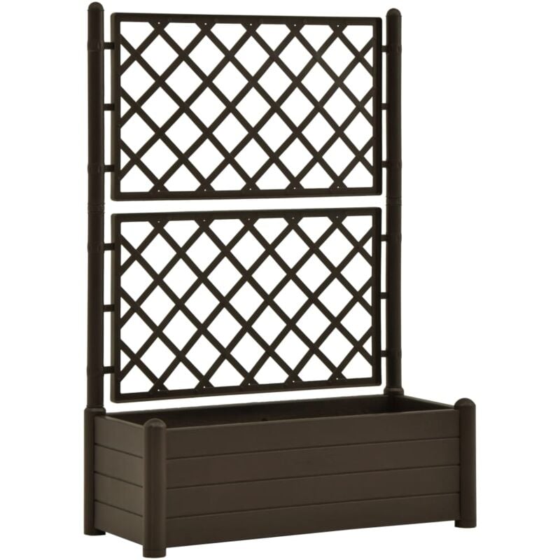 Inlife Jardinière avec treillis 100x43x142 cm pp Moka