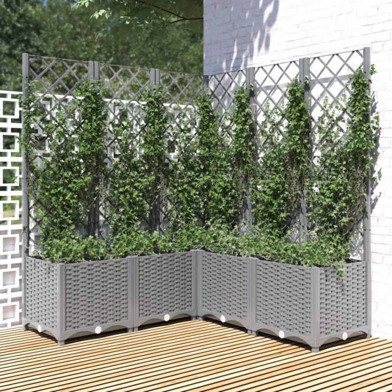 Maison Chic - Jardinière avec treillis Bac a Fleur Gris clair 120x120x136 cm pp 58581